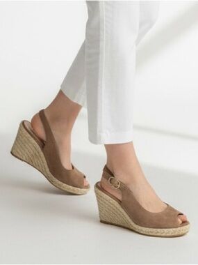 STUART WEITZMAN Suede Jean Espadrille Platform Wedge Sandal Size 6